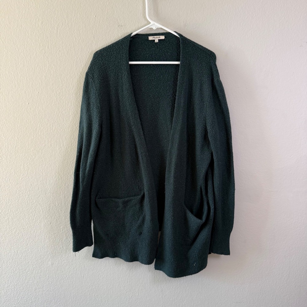 Madewell Kent Cardigan Sweater‎ Forest Green Merino Wool Alpaca Blend Small